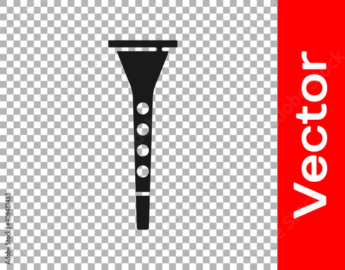 Black Clarinet icon isolated on transparent background. Musical instrument. Vector.