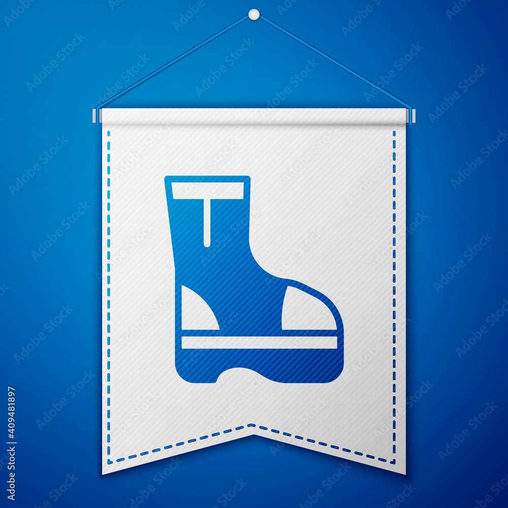 Blue Fire boots icon isolated on blue background. White pennant template. Vector. Blue Fire boots icon isolated on blue background. White pennant template. Vector.