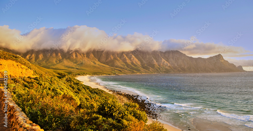 Obraz premium Panorama of the coast of South Africa at the sunset with clouds - Western Cape