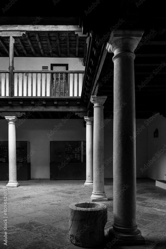 inside the royal palace.
view of the alcazar (the royal palace) in seville. andalucia. spain. black and white inside the royal palace.
view of the alcazar (the royal palace) in seville. andalucia. spain. black and white