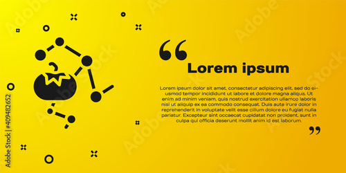 Black Genetically modified food icon isolated on yellow background. GMO fruit. Vector.