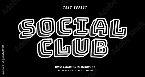 social club text effect design vector