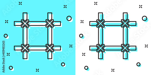 Black line Prison window icon isolated on green and white background. Random dynamic shapes. Vector.