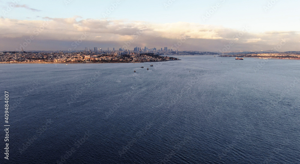 Istanbul, Turkey. Sultanahmet with the Blue Mosque and the Hagia Sophia (Ayasofya) 