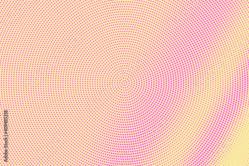 Pink and yellow dotted halftone vector background. Subtle halftone digital texture. Faded dotted gradient.