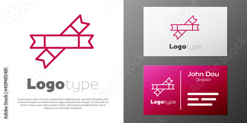 Logotype line Sugar stick packets icon isolated on white background. Blank individual package for bulk food products as coffee, salt, spices. Logo design template element. Vector Illustration.