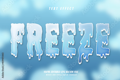 freeze text effect design vector