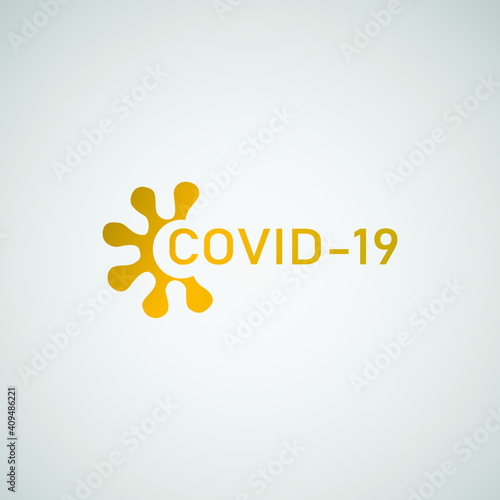 The Covid-19 coronavirus vector logo is gold
