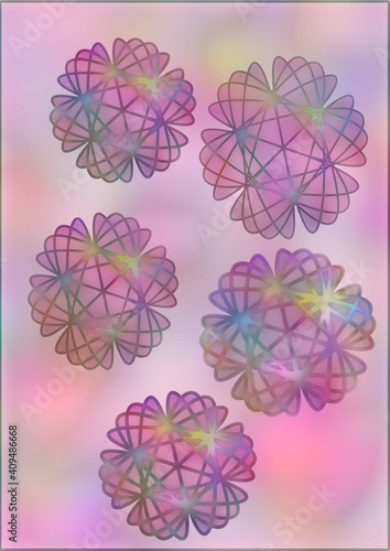 Abstrakte Formen Blumen in Regenbogenfarben