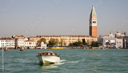 View of the Grand Canal with boats. Venice. Italy