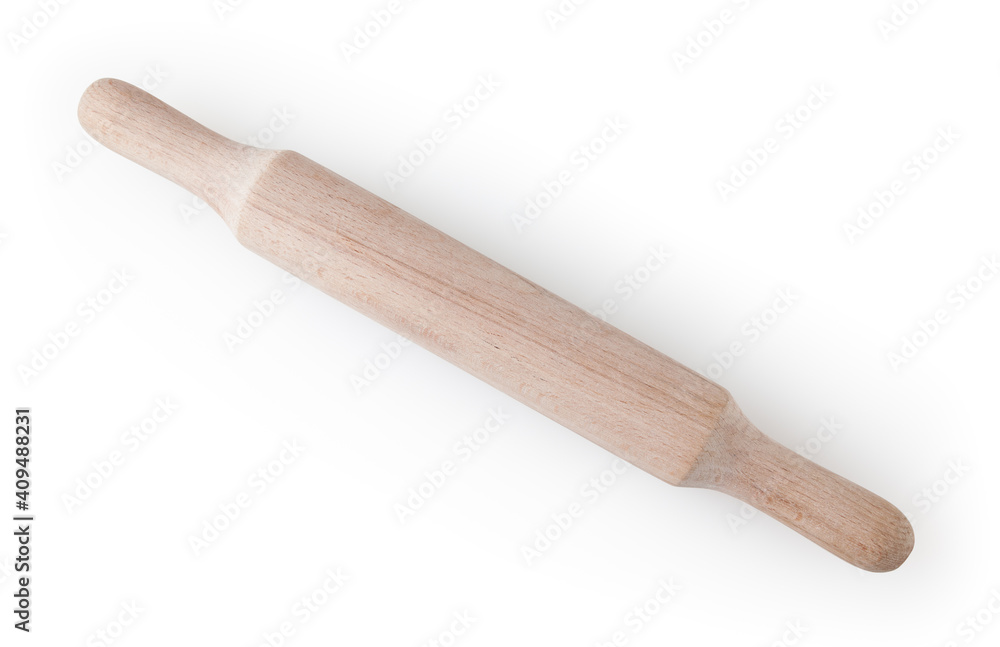 Wooden rolling pin isolated on white background with clipping path Wooden rolling pin isolated on white background with clipping path