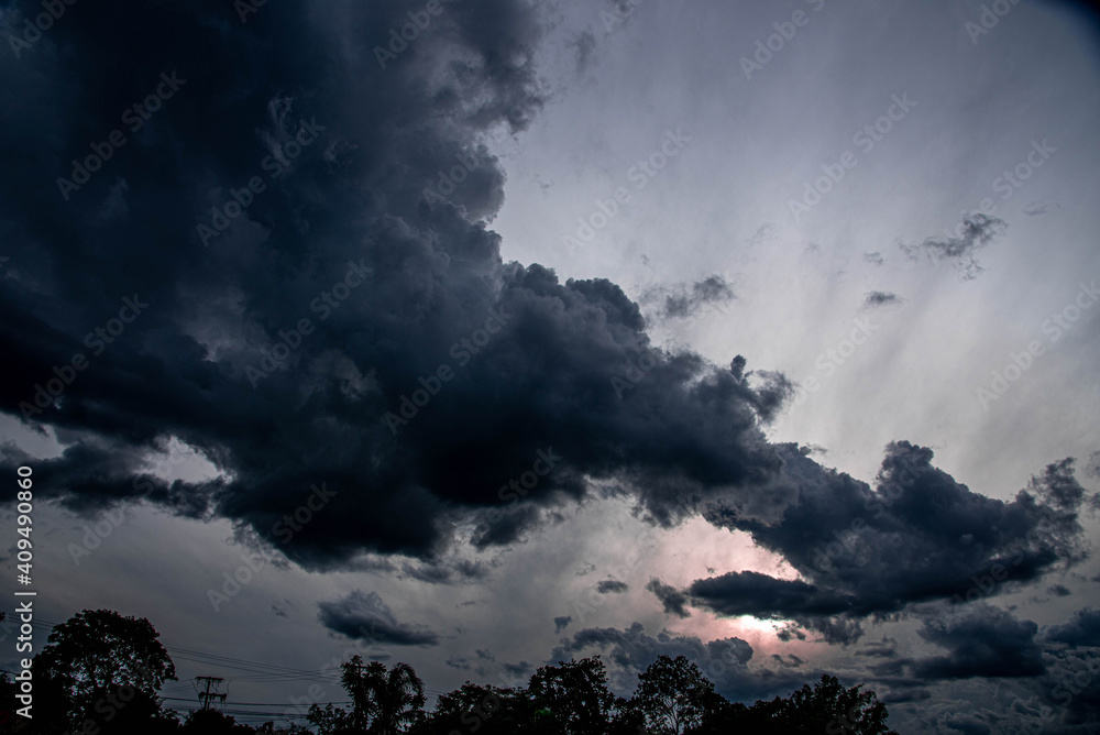 Colorful rain clouds at dusk in Latin American skies Colorful rain clouds at dusk in Latin American skies