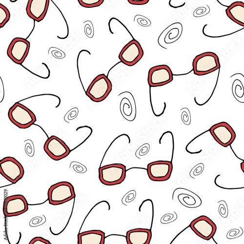 Doodle glasses summer seamless pattern. hand drawn background. Vector illustration