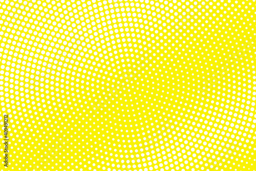 Yellow and white dotted halftone vector background. Subtle halftone digital texture. Faded dotted gradient