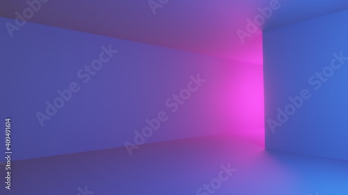 Concept abstract, spacious hall with light pink, purple and blue empty - 3d rendering.