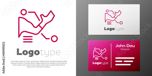 Logotype line Prosthesis hand icon isolated on white background. Futuristic concept of bionic arm, robotic mechanical hand. Logo design template element. Vector.