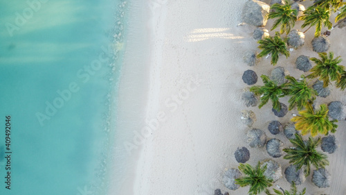 View on the beach of drone on Aruba Island photo