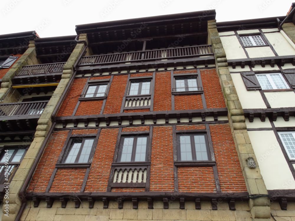 Fototapeta premium Medieval Architecture Houses Europe Village - Hondarribia, Spain