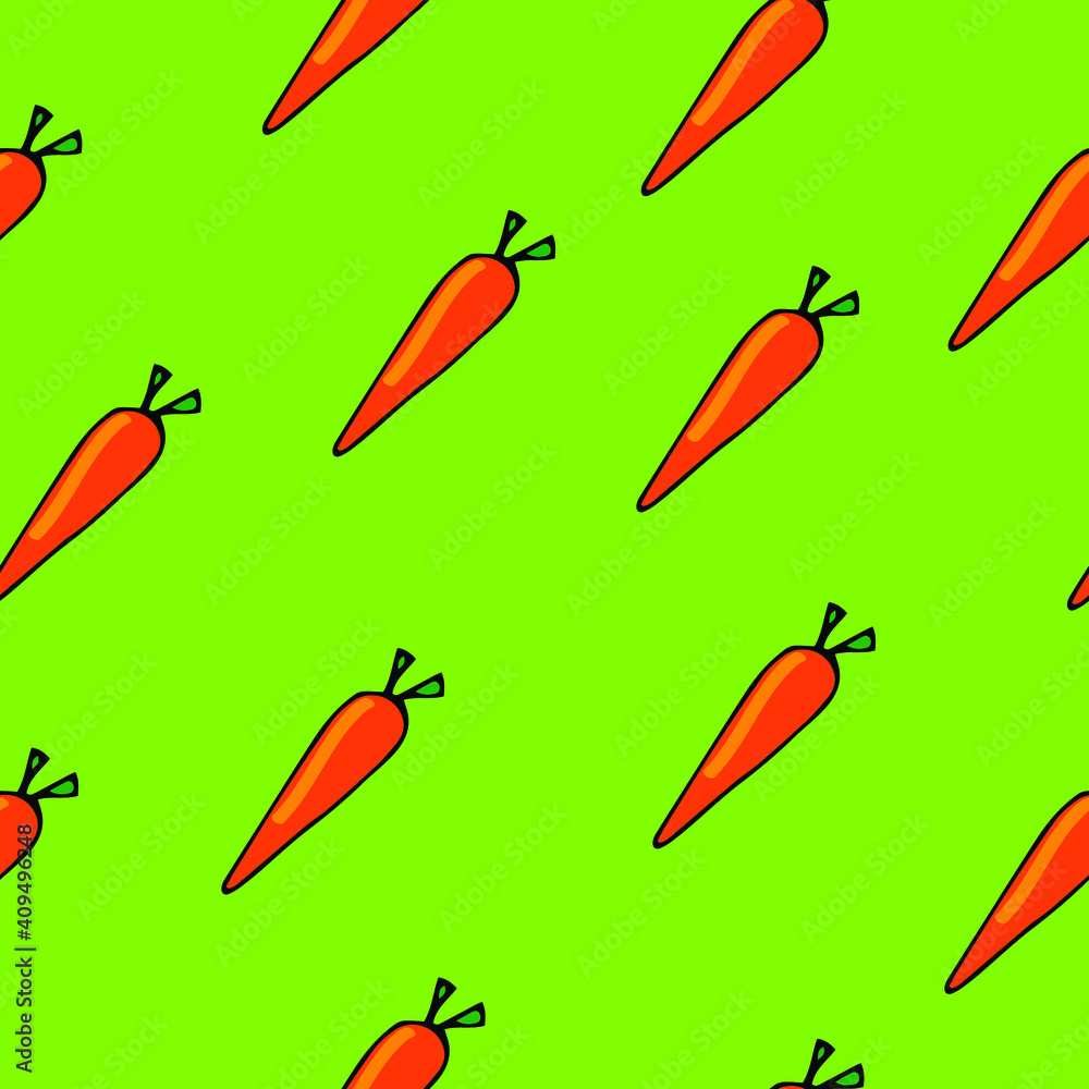 seamless pattern with the carrots on the green background seamless pattern with the carrots on the green background