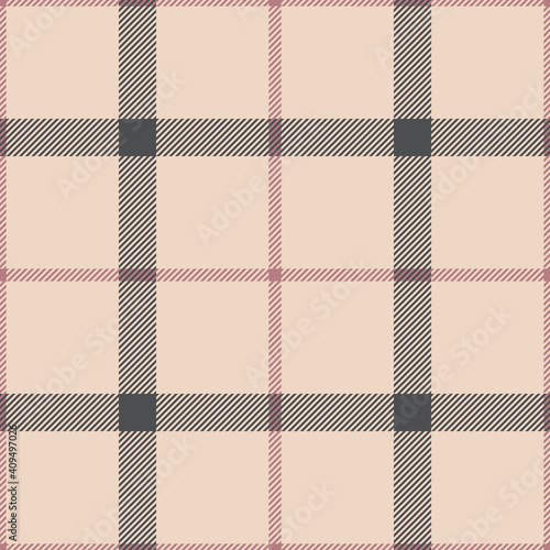 Windowpane pattern spring design in grey and pink. Seamless textured simple tattersall check plaid graphic for flannel shirt, skirt, blanket, tablecloth, or other modern fashion textile print.