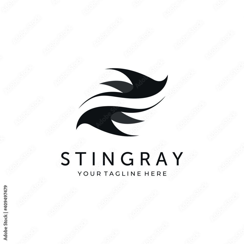 stingray silhouette logo vector illustration template design, manta silhouette logo