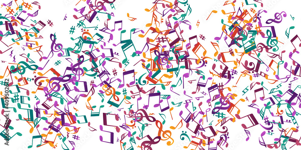 Musical notes flying vector background. Melody Musical notes flying vector background. Melody