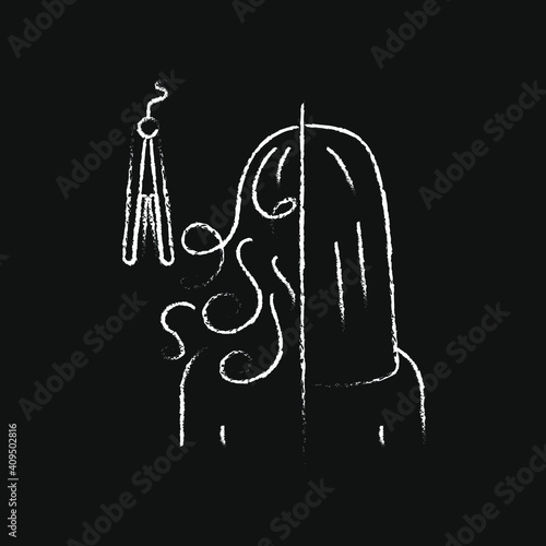 chalk icon, hair straightening with a curling iron