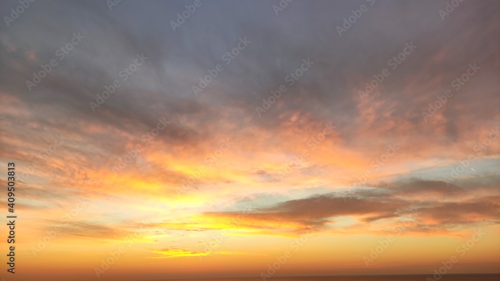 sunset over the Mediterranean sea in Netanya 