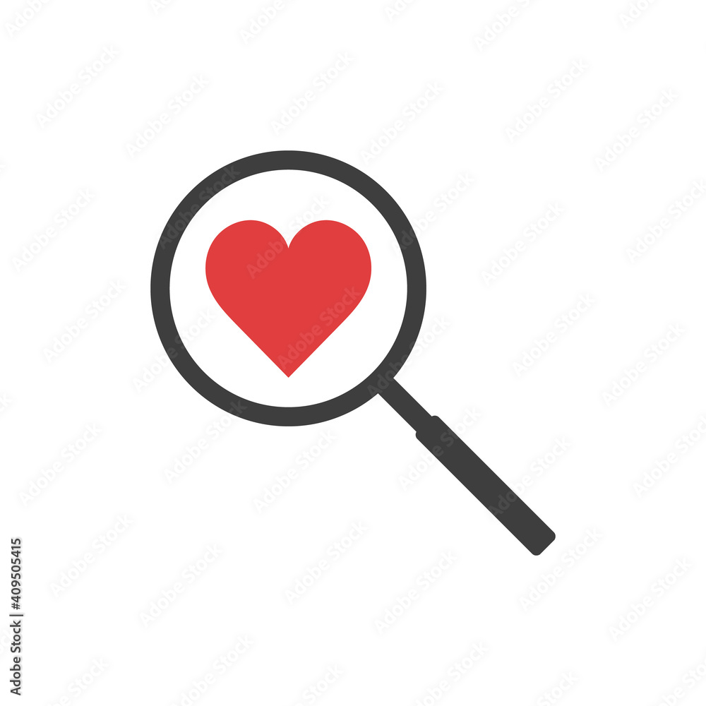 vector image of magnifying glass and heart shape vector image of magnifying glass and heart shape