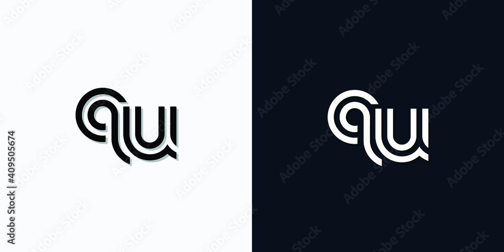 Modern Abstract Initial letter QU logo. This icon incorporates two abstract typefaces in a creative way. It will be suitable for which company or brand name starts those initial.