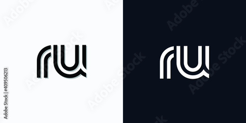 Modern Abstract Initial letter RU logo. This icon incorporates two abstract typefaces in a creative way. It will be suitable for which company or brand name starts those initial.