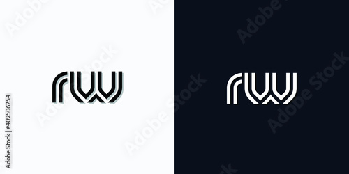 Modern Abstract Initial letter RW logo. This icon incorporates two abstract typefaces in a creative way. It will be suitable for which company or brand name starts those initial.
