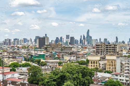 The Bangkok City in Old town area, shooting from the golden mountain (Wat Saket Temple), This picture was shot on 2020 at Bagkok, Thailand.
