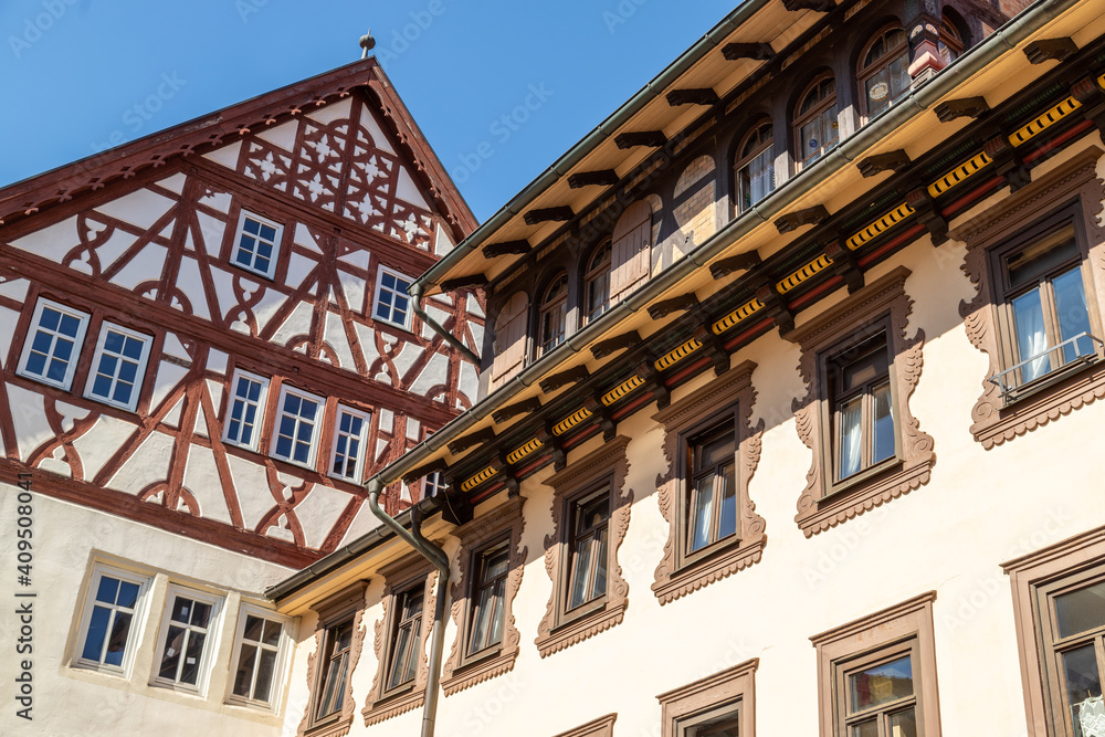Historic half-timbered house called Henneberger Haus in Meiningen