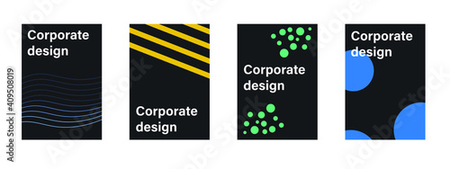 Company identity brochure template collection. Business presentation vector A4 vertical orientation front page mock up set. Corporate report cover abstract geometric illustration design layout bundle.