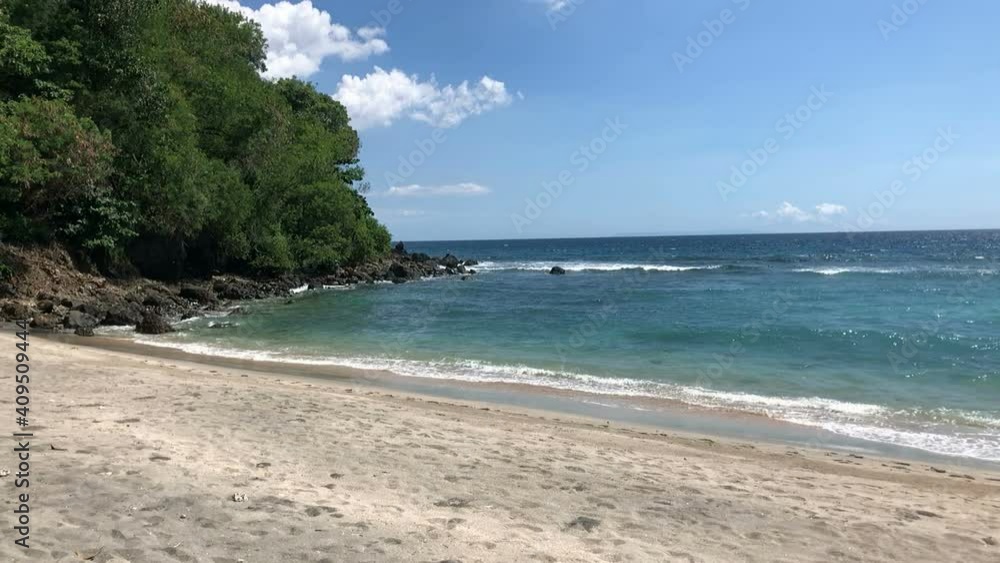 Waves crashing on Sandy beach, Sea surf on tropical sandy beach, Slow motion video Waves crashing on Sandy beach, Sea surf on tropical sandy beach, Slow motion video