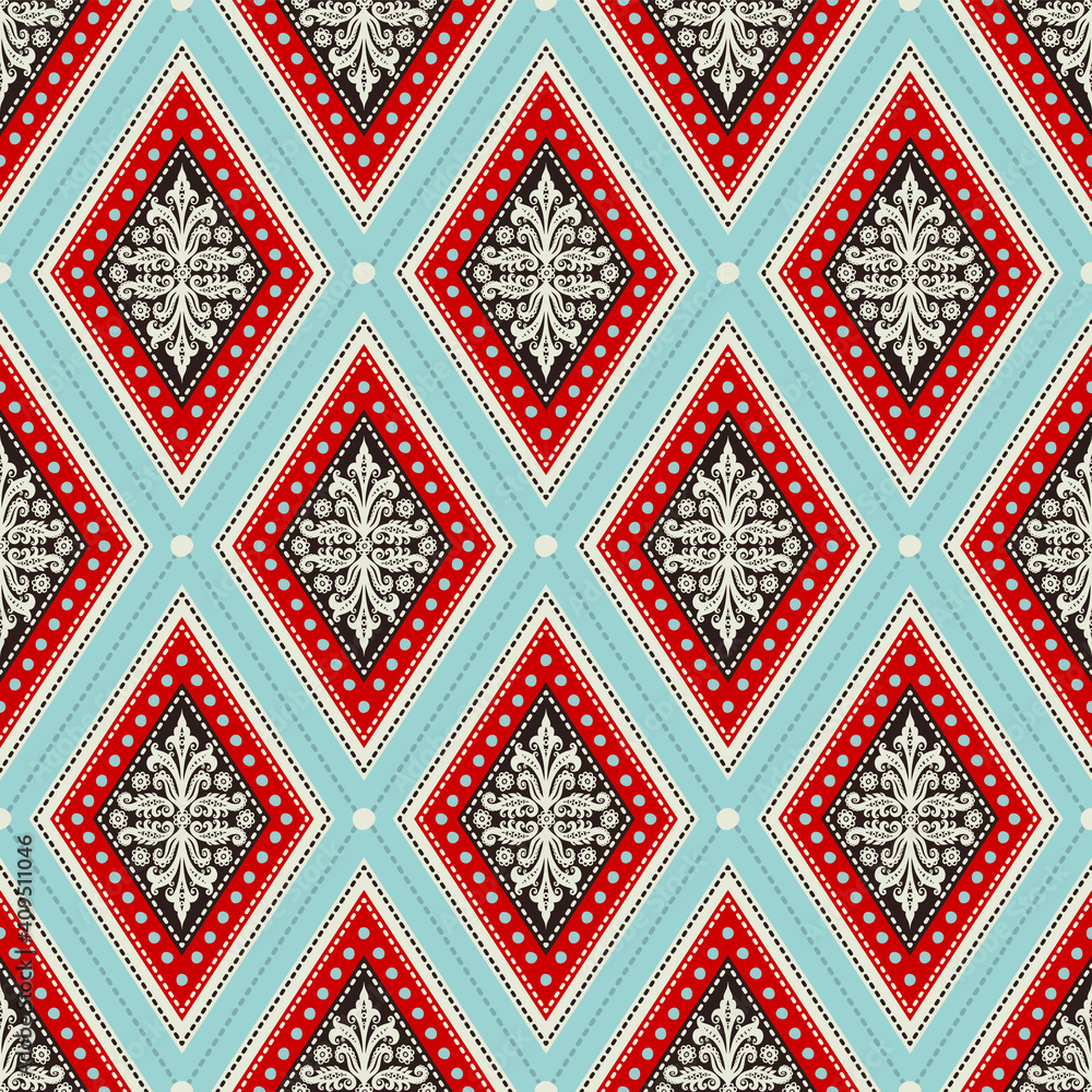 Seamless pattern with rhombus. Can be used on packaging paper, fabric, background for different images, etc.
