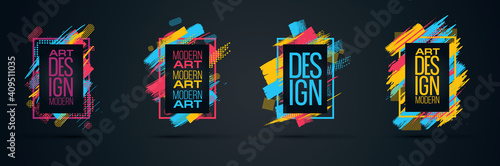 dynamic frame stylish geometric Vector frame for text Modern Art graphics for hipsters .  black background with gold. element for design business cards, invitations, gift cards, flyers and brochures