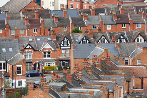 Obraz na plátně Rows of suburban terraced houses Warwick UK