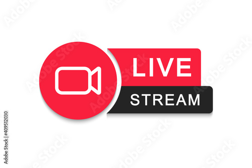 Live stream logo. Live streaming icon. Live broadcasting button. Online stream symbol. Social media. Vector illustration.
