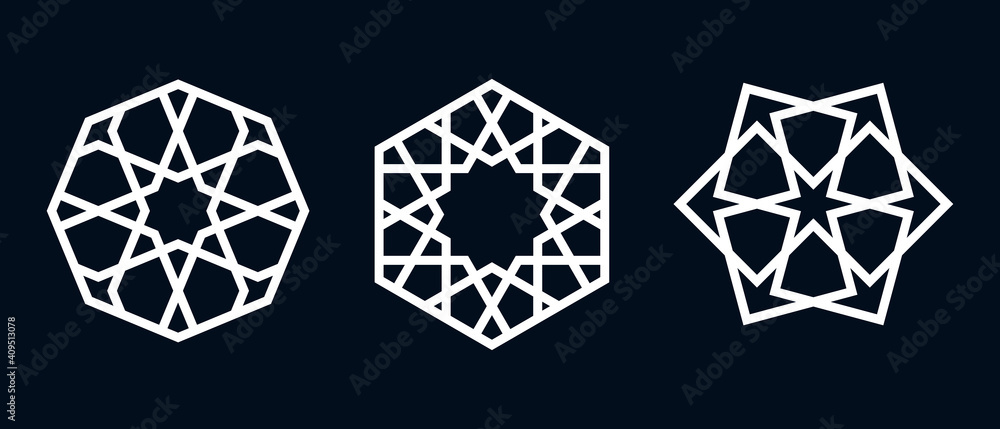 Set of templates of Islamic pattern for laser cutting or paper cut. Vector illustration. Set of templates of Islamic pattern for laser cutting or paper cut. Vector illustration.