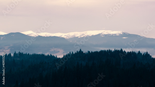 landscape with fog in the mountains 