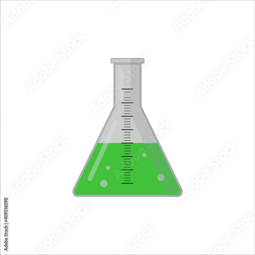 Beakers, flasks and test tubes for scientific experiments. Vector Illustration isolated on white background.