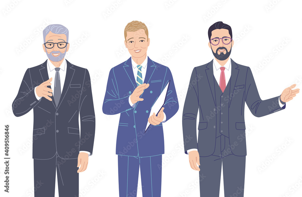 Speaking Business Men in Formal Suits