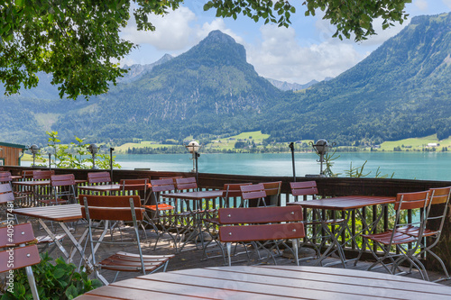 Terrace in Sankt Wolfgang with beautiful view am Austrian Wolfgangsee