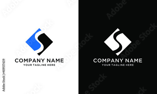 river stream flowing letter s shape vector logo design