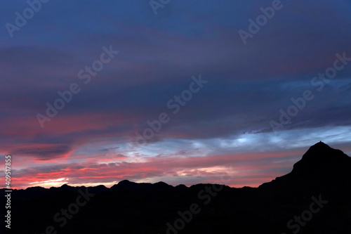 Sunset alpine landscape of Atlas Mountains, South Morocco, Africa