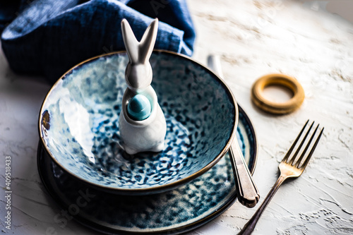 Photography Festive table setting for easter dinner