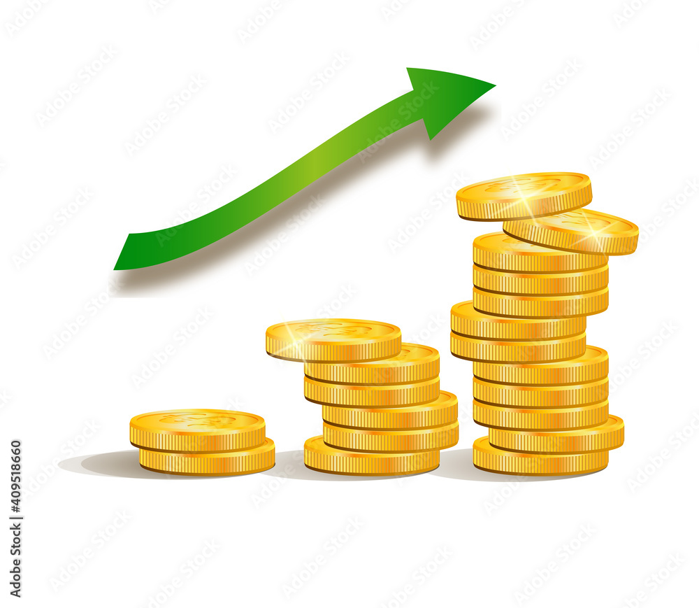 Stack of gold coins. Stock exchange.
Rising exchange rate. Stack of gold coins. Stock exchange.
Rising exchange rate.