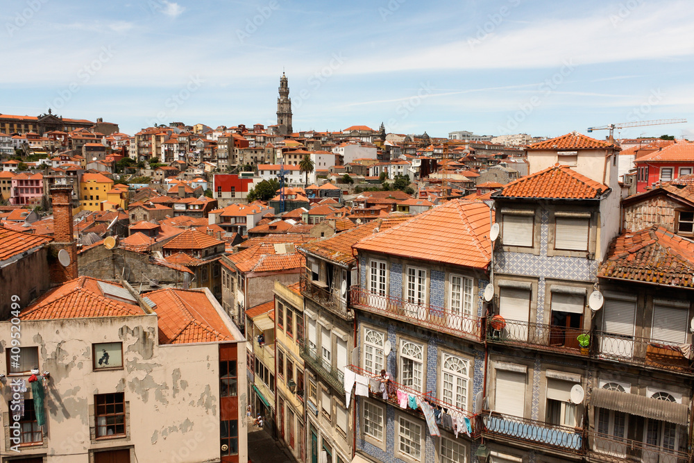 View of the town, Torre dos Clérigos, Oporto, Portugal
